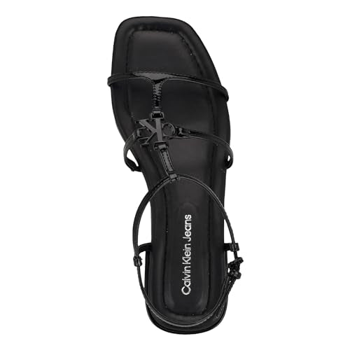 Calvin Klein Women's Sindy Sandal, Black Patent 001, 9
