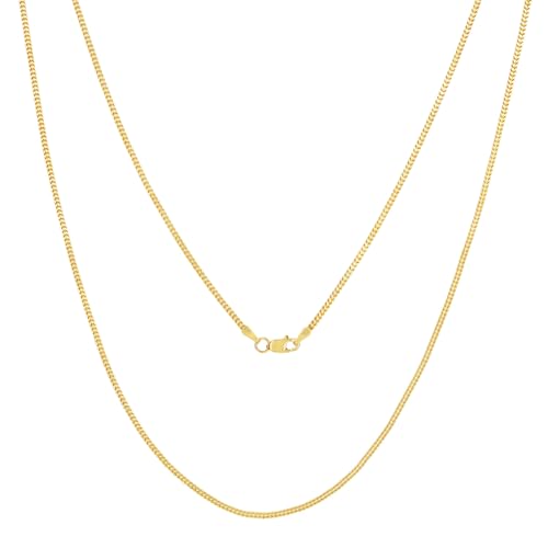 Nuragold 10K Real Yellow Gold 1.5mm Franco Square Box Wheat Chain Necklace - 18"