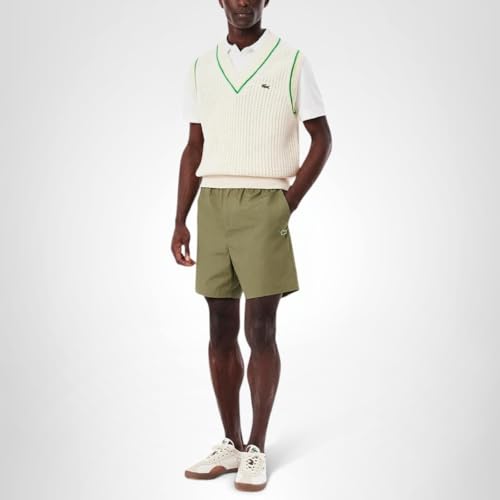 Lacoste Men's Relaxed Fit Poplin Shorts, Khaki, Large
