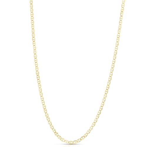 Floreo 14k Yellow Gold 1.2mm Solid Mariner Chain Necklace 16 Inch