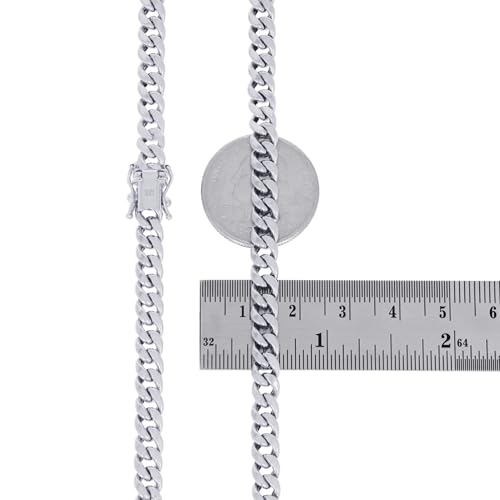 Nuragold 10k Real White Gold Miami Cuban Link 5.5mm Chain Italian Bracelet - 8.5"