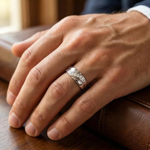 P3 POMPEII3 Pompeii Mens 14K White Gold 1/4ct Diamond Wedding Ring High Polished Smooth Band - Size 10