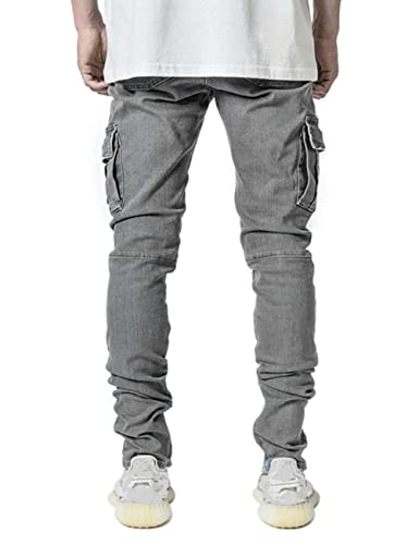 HUNGSON Men's Slim Fit Jeans 7 Pockets Stretch Skinny Denim Pencil Pants Nova Fashion