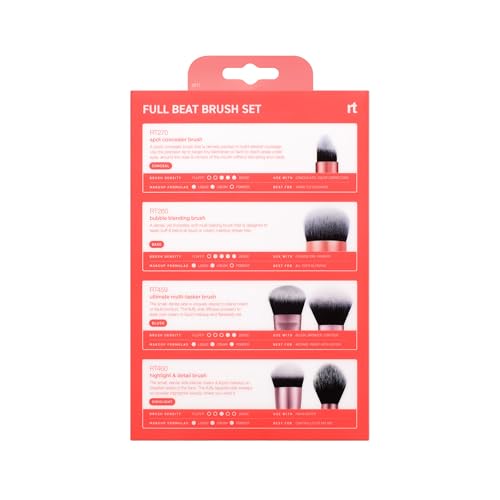 Real Techniques Full Beat Makeup Brush Set, 4-Piece Brush Kit
