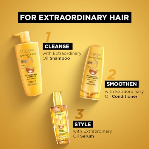 L'Oreal Paris Serum, Protection and Shine, For Dry, Flyaway & Frizzy Hair, With 6 Rare Flower Oils, Extraordinary Oil, 30ml
