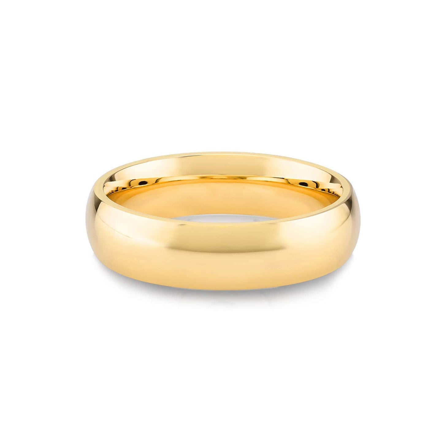 14k 18k Gold 5 MM Wedding Ring, Classic 5mm Dome Ring, Plain Gold Thick Band Ring, His Her Matching Curve Dome Wedding Bands, Custom Inside Engrave Name Date, Comfort Fit Wedding Bands for Men Women