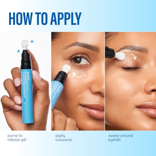 belif Aqua Bomb Cooling Eye Gel - Caffeine & Hyaluronic Acid for Puffiness & Hydration, Niacinamide & Vitamin C for Dark Circles, Adenosine & Collagen for Plumping, Korean Skin Care, 0.5 fl oz (15ml)