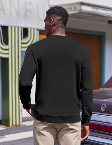 COOFANDY Mens Long Sleeve Casual Sweatshirts Crew Neck Fashion Pullover Fleece Winter Sweatshirt Soft Cotton Pullovers Black