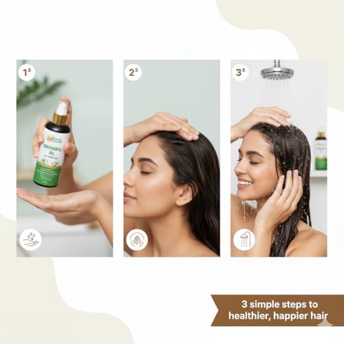 Herbs Botanica Bhringraj Oil for Hair Growth Ayurvedic Herbal Hair Oil with Bhringraj, Amla, Aloe Vera, Sesame & Curry Leaf Reduces Hair Fall, No Silicones or Parabens 6.76 Fl Oz