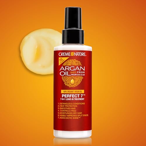 Creme of Nature Perfect 7™ Leave-In Treatment, 7-in-1 Spray For Frizz-Control, Protects From Heat and Detangles, Infused with Argan Oil, 5.1 fl oz
