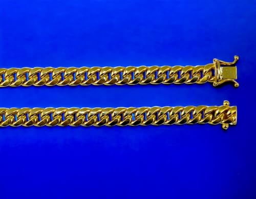 10K Yellow Gold Miami Cuban Necklace Bracelet Chain Men Women Jewelry 1.1g | 2mm | 7 Inches | MADE IN ITALY