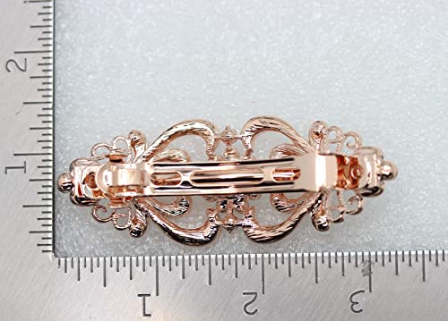 Faship Clear Crystal Rose Gold Plated Floral Hair Barrette
