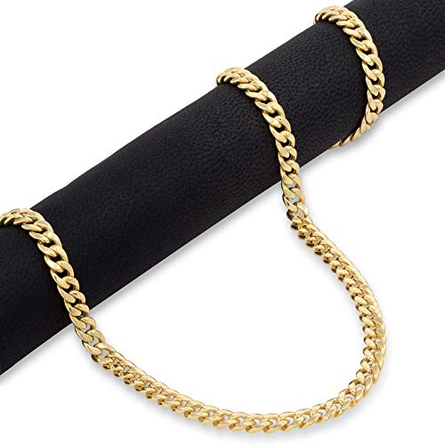 Nuragold 10k Real Yellow Gold Miami Cuban Link 5mm Chain Italian Necklace - 24"