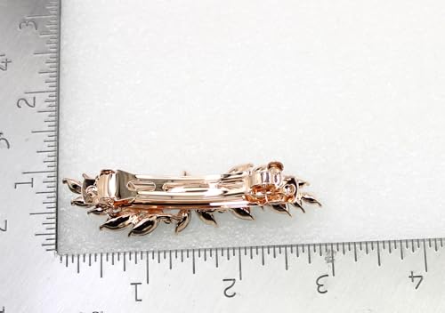 Faship Black Crystal Rose Gold Plated Small Floral Hair Barrette Clip