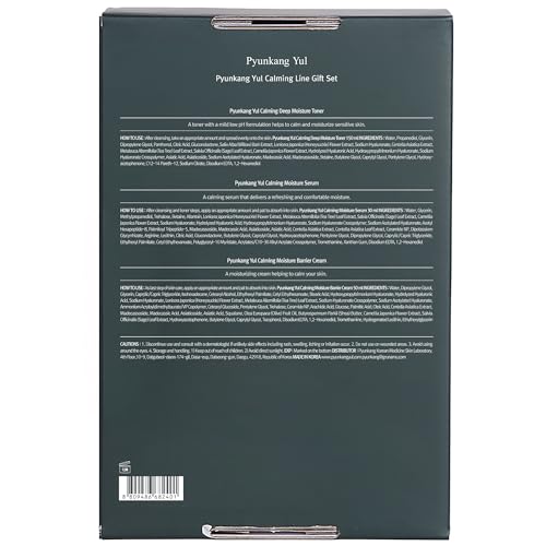 Pyunkang Yul PKY Calming Line Gift Box Set-Korean Facial Skin Care Essential for Daily Moisturizing with Toner, Serum, Cream, Vegan & Cruelty Free