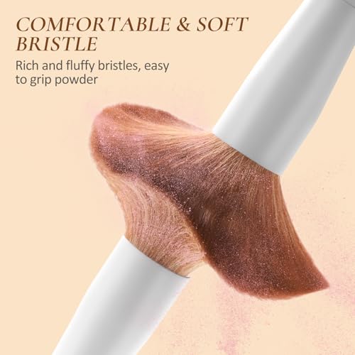 LUXBRU Makeup Brushes With Case 20PCs Professional Makeup Brush Set, Foundation Powder Eyeshadow Brush Set Eyebrow Concealer Contour Travel Brushes Kit with Holder & 2 Powder Puff-White