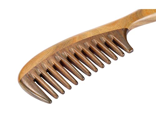 Louise Maelys Wooden Wide Tooth Hair Comb for Curly Detangling Sandalwood