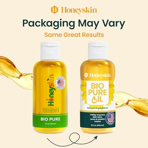 Bio Pure Skincare Oil for skin - Moisturizer for Dry Skin - Pregnancy Stretch Mark Prevention - Oil for Scars - Stretch Mark Treatment with Organic Sweet Almond Oil & Jojoba Oil for skin (8oz)