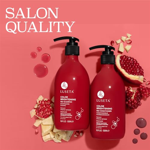 Luseta Color Enhancing Shampoo and Conditioner Set for Red & Copper Hair. Revives & Intensifies Fiery Hues, Adds Radiant Shine, Smooths Frizz, Improves Elasticity with Pomegranate, 2 x 16.9oz
