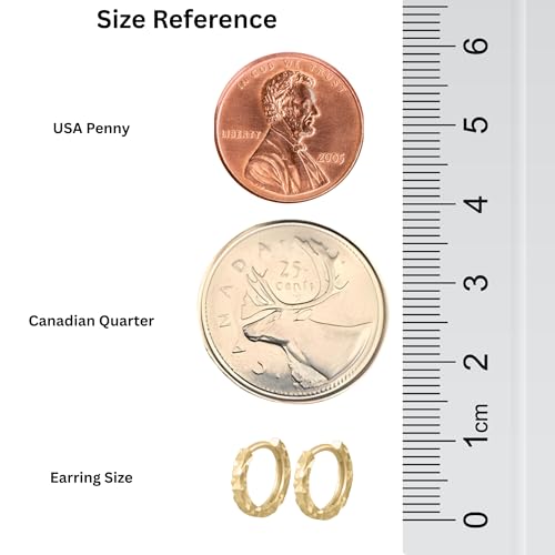 10K Solid Gold Dainty Huggie Hoop Earrings, Diamond Cut Real Gold Hoop Earrings, Small Huggie Hoops - Serena Sparkles (7.5mm Hoops)