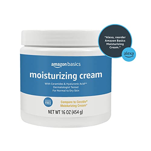 Amazon Basics Moisturizing Cream for Face and Body, Fragrance-Free, with Ceramides, Hydrating for Dry Skin, 16 Ounces, 1-Pack