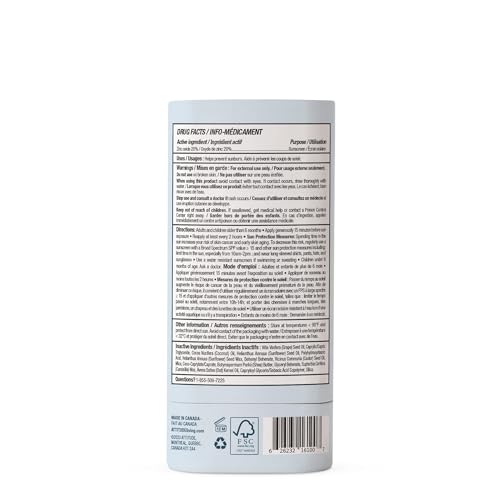 ATTITUDE Mineral Sunscreen Stick for Sensitive Skin, SPF 30, EWG Verified, Plastic-Free, Broad Spectrum UVA/UVB Protection with Zinc Oxide, Dermatologically Tested, Vegan, Unscented, 2.1 Ounces