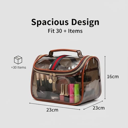 ANIS · KEBBR Retro Cosmetic Bag Large-Capacity Waterproof Transparent Zipper Cosmetic Bag - Luxury Women's Cosmetics Storage Bag Ladies Travel Storage Bag