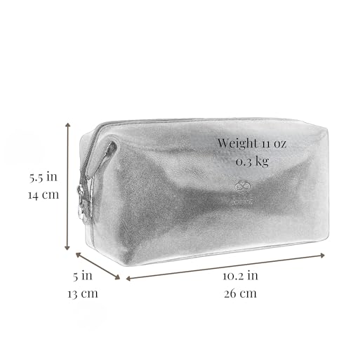 Time Resistance Leather Toiletry Bag - Italian Cosmetic Case Dopp Kit (Green)