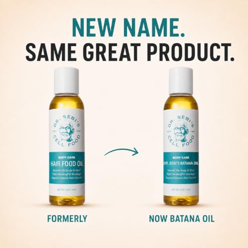 Dr. Sebi’s Batana Oil for Hair Growth – 100% Natural Hair Oil with Coconut and Olive – Supports Scalp Health and Stronger Hair – Plant-Based Formula – 1 Month Supply (4 fl oz)