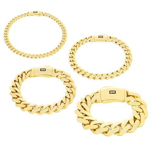 Nuragold 14k Real Yellow Gold Royal Monaco Miami Cuban Link Chain Bracelet - 6mm,8.5"