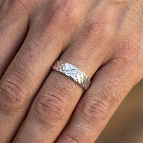 P3 POMPEII3 Pompeii Mens Diamond 14K White Gold Wedding Ring - Size 7