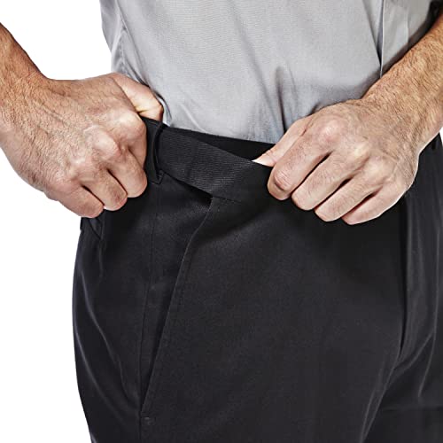 Haggar mens Premium No Iron Khaki Classic Fit Expandable Waist Flat Front Pant, Black, 38x30