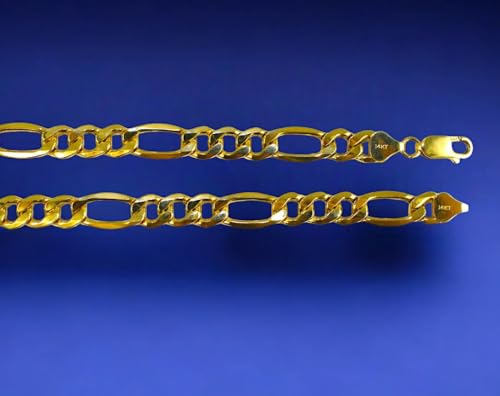 14K Yellow Gold Figaro Necklace Bracelet Chain Italian Men Women Jewelry 5.4g | 3.5mm | 28 Inches | MADE IN ITALY