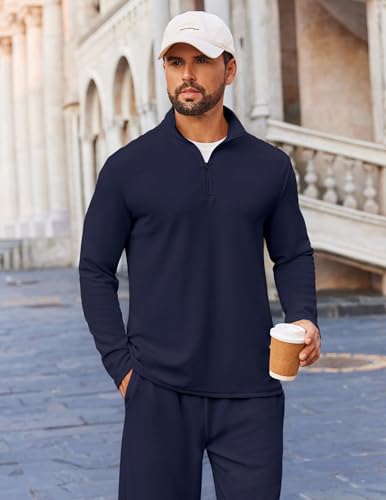 COOFANDY Sweatsuits for Men 2 Piece Quarter Zip Polo Suit Long Sleeve Casual Tracksuit Set