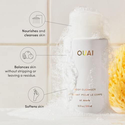 OUAI Body Cleanser, St. Barts - Foaming Body Wash with Jojoba Oil and Rosehip Oil to Hydrate, Nurture, Balance and Soften Skin - Paraben, Phthalate and Sulfate Free Skin Care Products - 10 Oz