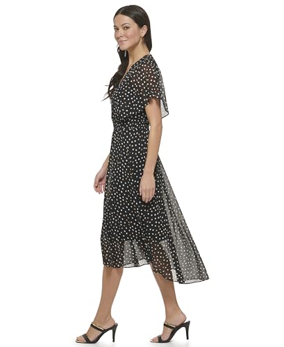 DKNY Women's Fit and Flare Midi Dress, BLK Multi