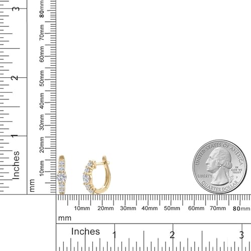 Gem Stone King 10K Yellow Gold Lab Grown Diamond Hoop Earrings for Women