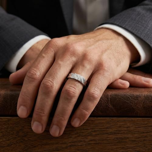 P3 POMPEII3 Pompeii 1/5ct Mens Diamond Ring 10K White Gold - Size 7.5