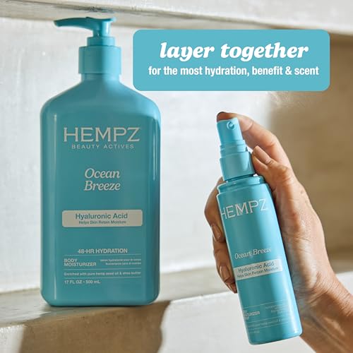 Hempz Body Lotion - Ocean Breeze Limited Edition Daily Moisturizing Cream, Shea Butter, Aloe, Body Moisturizer - Skin Care Products, Hemp Seed Oil - 17 Fl Oz