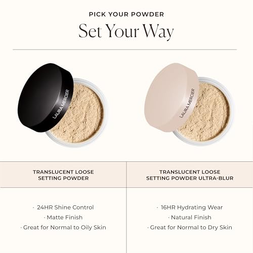 Laura Mercier Translucent Loose Setting Powder - Blurring + Finishing Powder with 24HR Matte Finish - Long-Wear Shine Control Face Makeup for Mature, Sensitive & Oily Skin Types (0.21 oz)