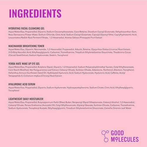 Good Molecules Daily Skincare Routine Set with Hydrating Facial Cleanser