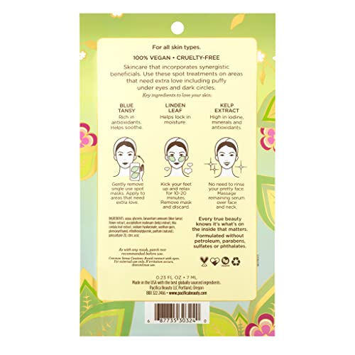 Pacifica Undereye Spot Serum Mask – Leave Pretty Anti-Puff Eye Patches with Vitamin C & Kelp, Hydrating Under-Eye Masks for Dark Circles & Puffiness (2 Pack), Vegan