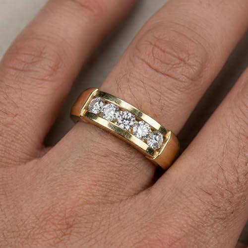 Pompeii 1/2ct Mens 14K Yellow Gold Round Diamond Wedding Ring - Size 10