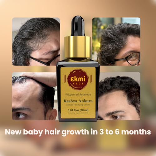 Ekmiveda Hair Growth Dht Blocker Serum With Redensyl, Procapil, Ayurvedic Herbs, Amla, Brahmi, Capilia Longa. Follicle Stimulating Hair Density Serum. Hair Loss Treatment For Women & Men, 1.01 Fl Oz