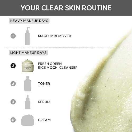 Arencia Korean Rice Mochi Face Cleanser - Face Wash, Gentle Scrub All in One for Deep Cleansing, Moisturizing, Pore Minimizing with Rice Water & Green Tea (4.23oz)
