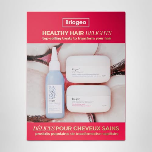 Briogeo Healthy Hair Delights Holiday Kit | Clean Hair Repair Gift Set for All Hair Types | Deep Conditioning Mask, Scalp Scrub & Rosemary Pre-Wash Oil | Vegan & Cruelty-Free