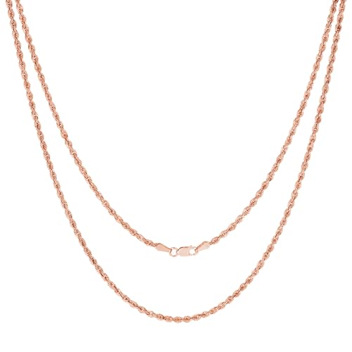 Nuragold 10k Real Rose Gold 2.5mm Rope Chain Diamond Cut Necklace (16"-30") - 28"