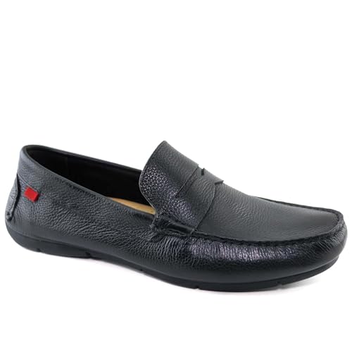 Marc Joseph New York Mens Loafers Casual Slip On Shoes Leather Penny Loafers for Men Lightweight Comfortable Classic Fashion Driving Moccasins Dress Driving Loafer Black Grainy 9.5