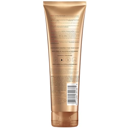 L'Oreal Paris Shampoo, Sulfate Free, Triple Action Hydration for Dry Hair, EverPure, 8.5 Fl Oz (Packaging May Vary), Damaged, Color-Treated Hair, Apricot Oil Infused, Deep Nourish