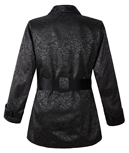 Lucasini Mens Satin Smoking Jacket Fully Lined (S, Chinese Brocade)